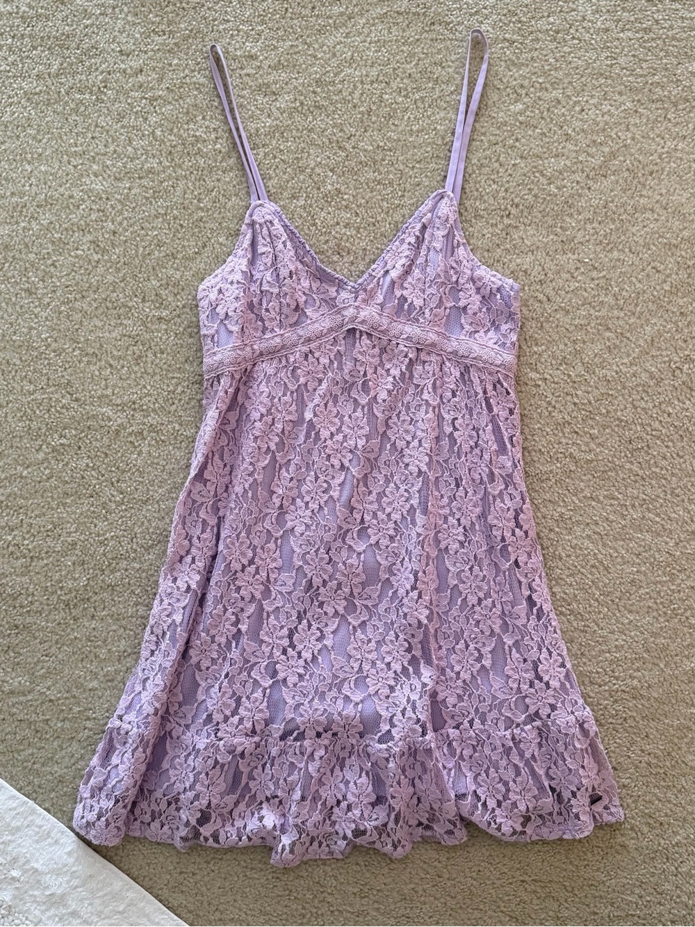 Hollister Lavender Lace Babydoll Mini Dress - Size S